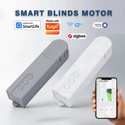 WiFi Smart Blind Motor Zigbee Electric Curtain Drive Shutter with RF Remote Tuya APP Control Alexa Google Assistant Alice