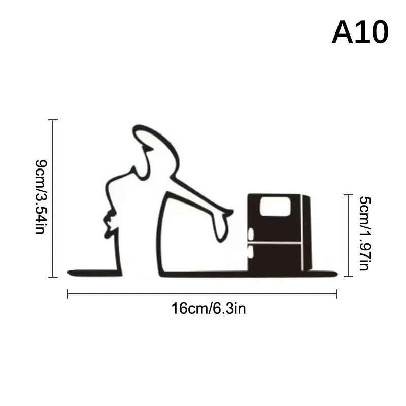 La Linea Minimalist Line Art Car Sticker Bumper & Window Door Wall Decal With Cartoon Character Design Home Car Decoration