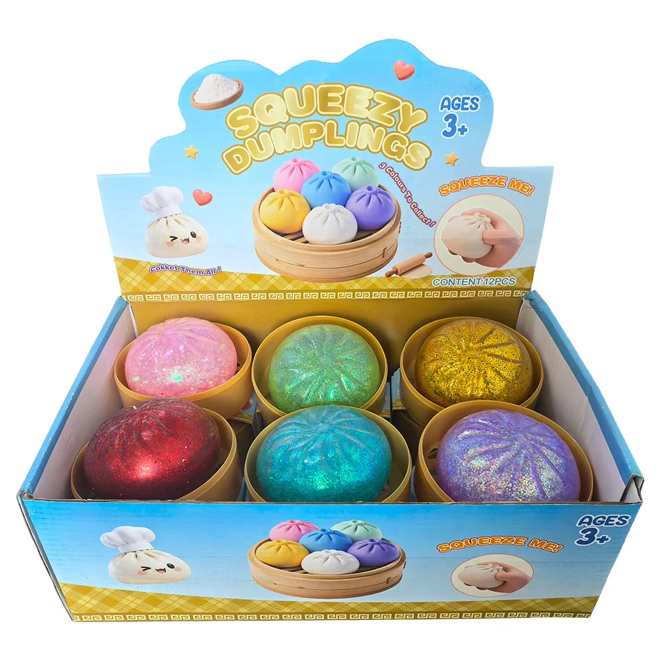 Giant Dumpling Squishies Bun Toy, Slow Rising Glitter Dumpling Stress Ball, Stress Relief Fidget Toy for Home Office toys