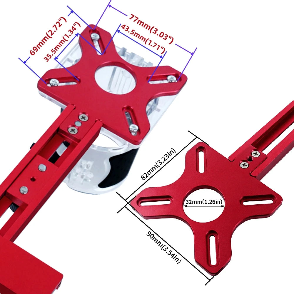3 in 1 Router Milling Groove Bracket Woodworking Cutting and Milling Circular Auxiliary Tool Aluminum Router Circle Cutting Jig