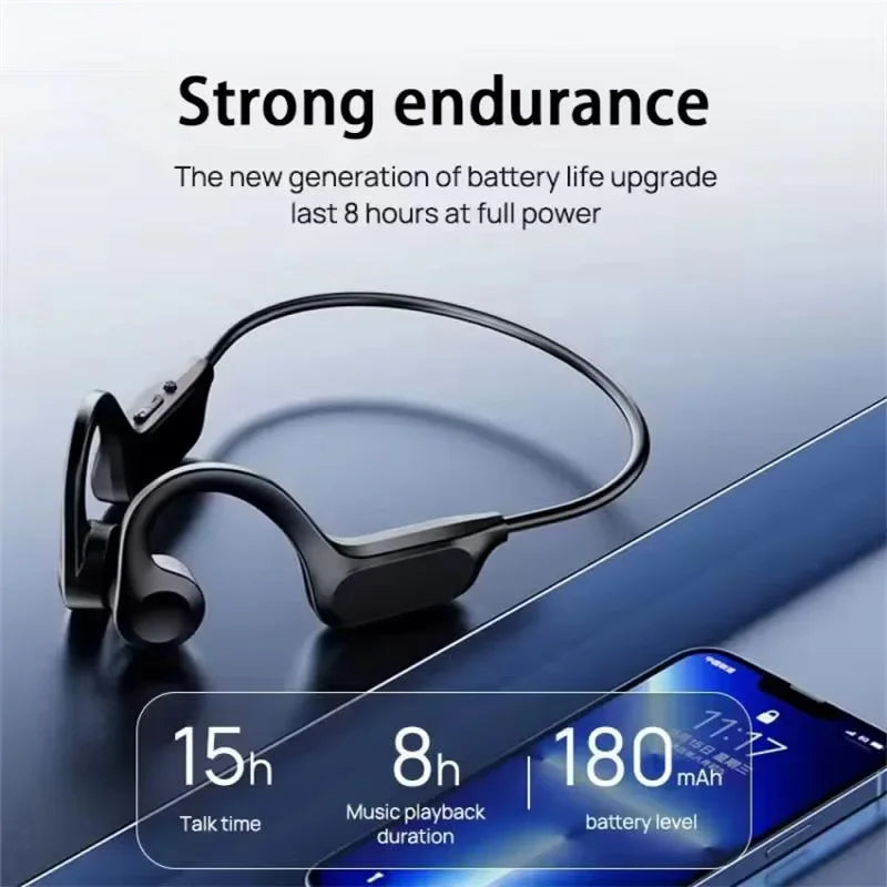 Bezprzewodowe słuchawki douszne, przewodnictwo kostne, sportowe, do pływania, kompatybilne z Bluetooth, bez użycia rąk, z mikrofonem do biegania, słuchawki douszne X7