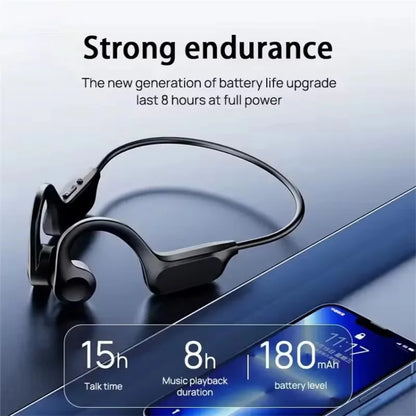 Bezprzewodowe słuchawki douszne, przewodnictwo kostne, sportowe, do pływania, kompatybilne z Bluetooth, bez użycia rąk, z mikrofonem do biegania, słuchawki douszne X7