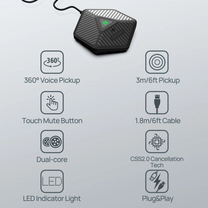 USB Conference Speaker Microphone Omnidirectional Condenser Computer Mic Mute/Volume Function For Laptop Notebook with Speaker
