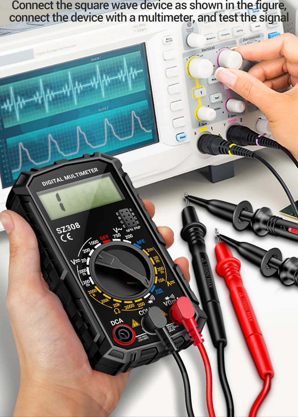 ANENG SZ308 1999 Count Digital Multimeter AC/DC High-Precision Multi-function Voltage Current Resistance Multimeter Tester Tools