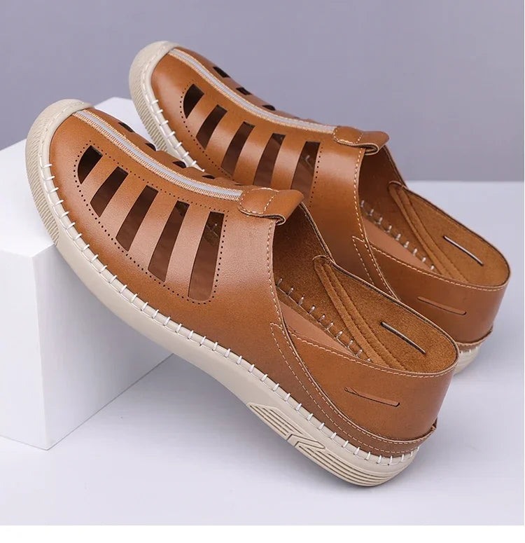 Men's Hollow Out Loafers, Summer Comfort Soft Sole Slip-On Casual Shoes, Anti-Slip Breathable Clog Sandals-HT619