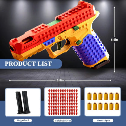 SIG17 Hanging Toy Gun Continuous Firing Building Block Pistol Shell Throwing Airsoft Blowback Toy Outdoor Shooting for Children