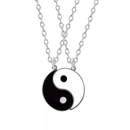 Couple Bracelets Rings Yin Yang Tai Chi Alloy Pendant Adjustable Braid Chain Necklace Matching Lover Bracelet Necklace Earring