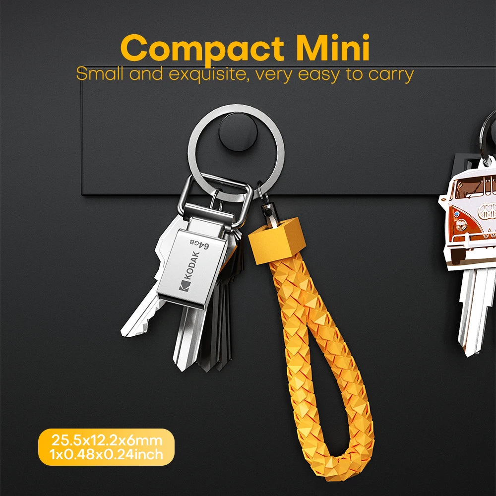 Kodak Pendrive USB 2.0 Car Flash Drive 32GB 64GB 128GB Metal U Disk On Keychain Mini Memory Stick for Smartphone Laptop