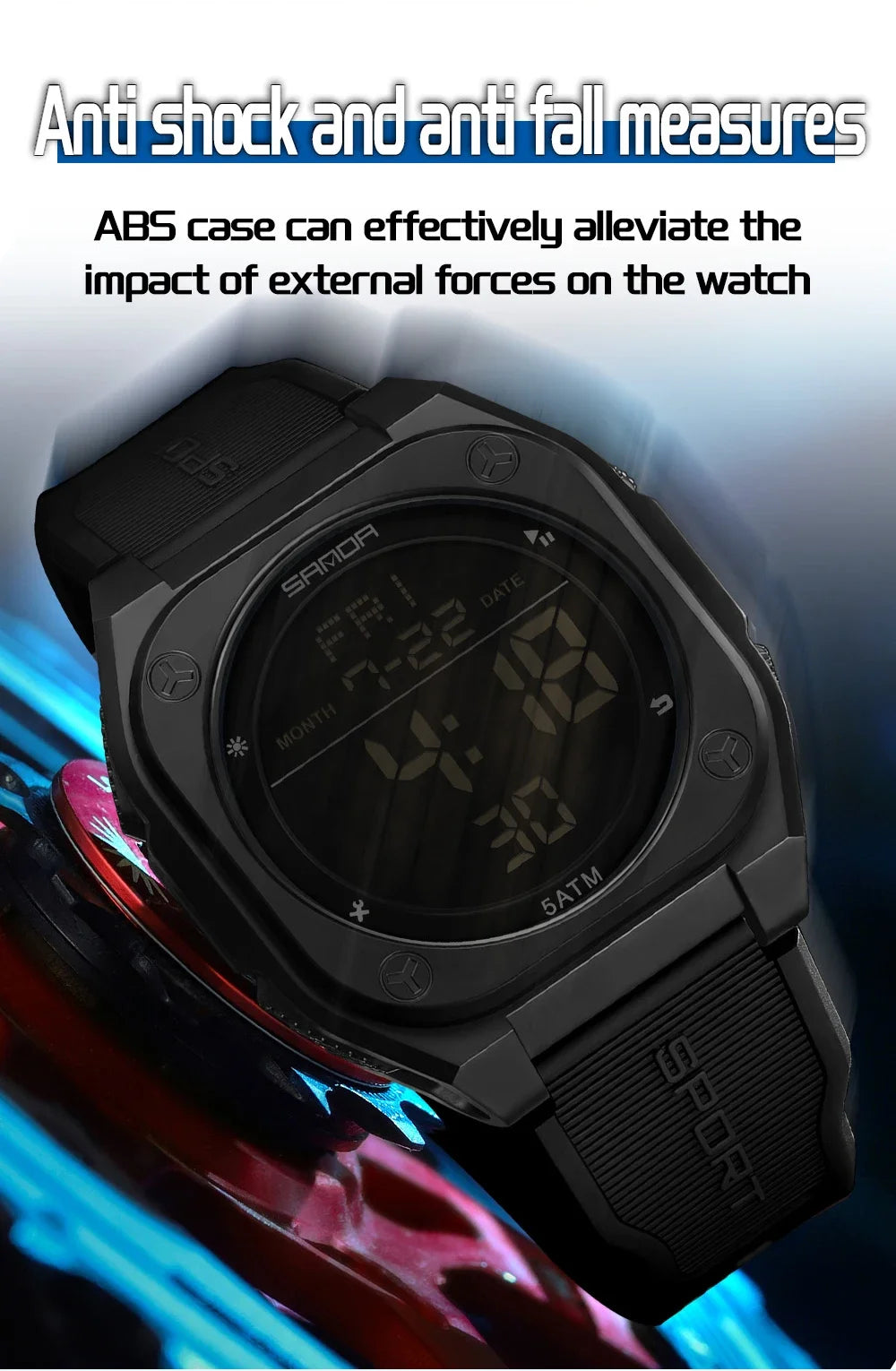 SANDA Digital Watch Multi-function Alarm Clock Luminous Waterproof Silicone Wristwatch Casual Students Electronic Watches