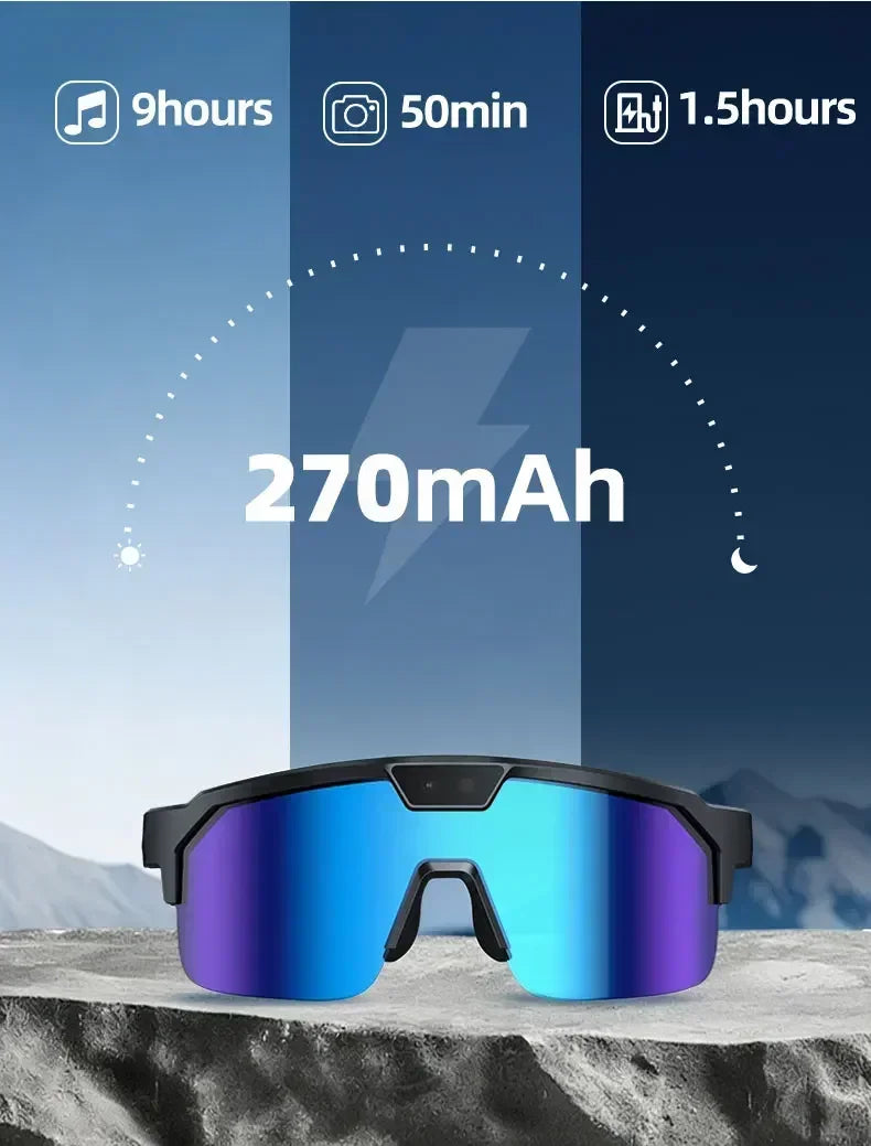 2026 Cycling Glasses with 800W HD Camera UV Protection Voice Assistant AI Translation Bluetooth Wireless Calling Cycling Glasses
