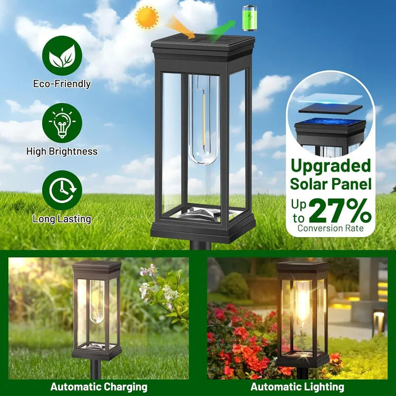 2/4/6Pcs Retro Solar Pathway Warm Lights Outdoor Waterproof Garden Incandescent Bulb for Walkway Yard Backyard Landscape Decor