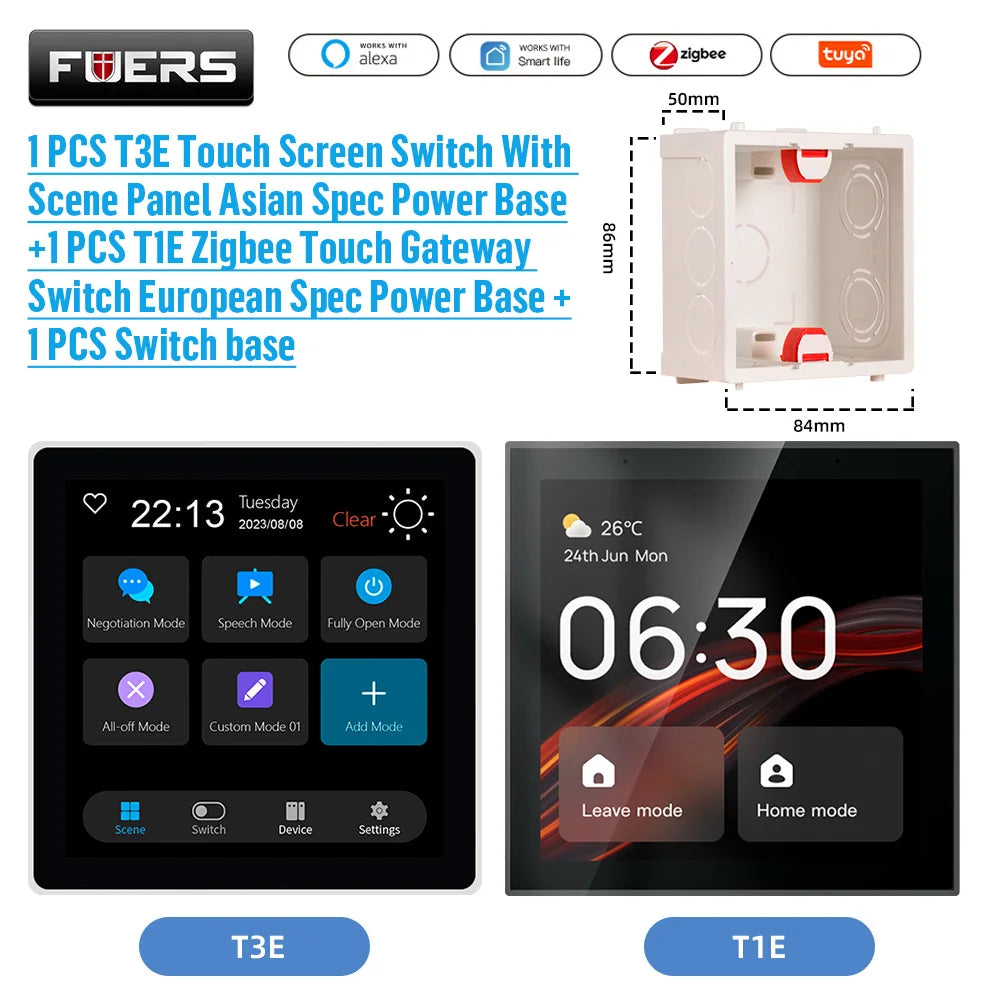 FUERS Tuya Smart Control Panel Switch Smart Home Automation System 3CH Switch Scene Panel Intelligent Home Touch Screen Zigbee