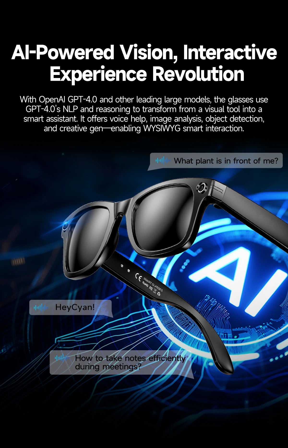 2026 New AI Smart Glasees With 800W Camera Video Recording AI Photo Recognition Bluetooth Call Translation Voice Sunglasses Man