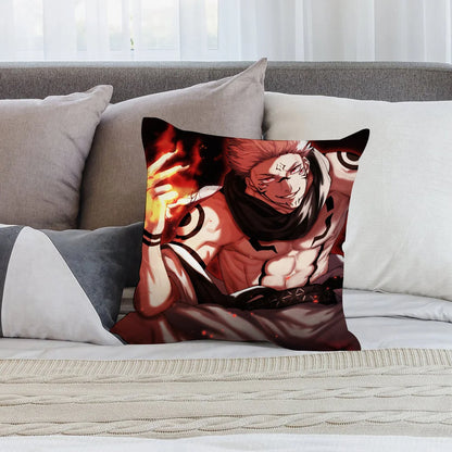 J-Jujutsu Kaisen Ryomen SukunaS Pillow Case Short Plush Pillow Covers Sofa Decor Gift Home Double-sided Printing Cushion Cover