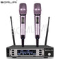 SOMLIMI 135G4 UHF Dual Channels Profession Wireless Microphone System Stage Performance Dynamic Long Distance Metal Handheld