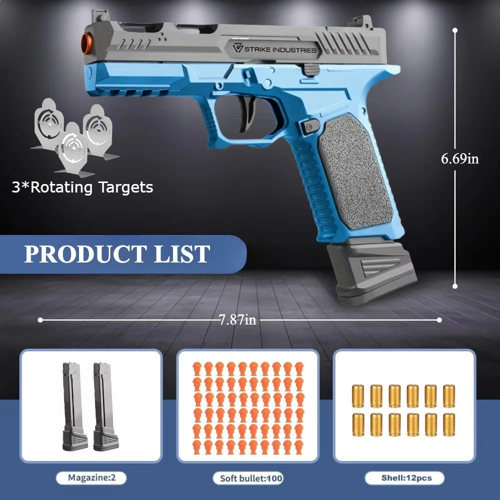 SIG17 Shell Throwing Toy Gun Continuous Firing Blowback Soft Bullet Pistol Model Empty Hanging Children's Toy Boys Gift