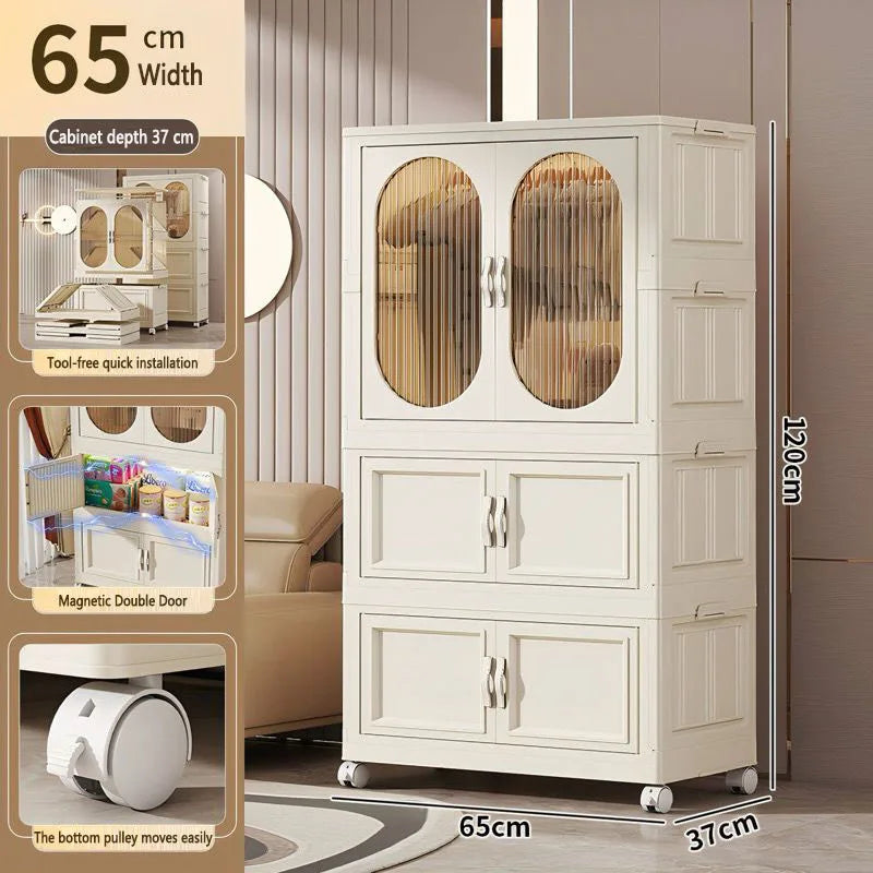 Foldable Baby Closet Plastic Infant Wardrobe Children's Clothing Storage Cabinet for Home Bedroom No Installation Needed
