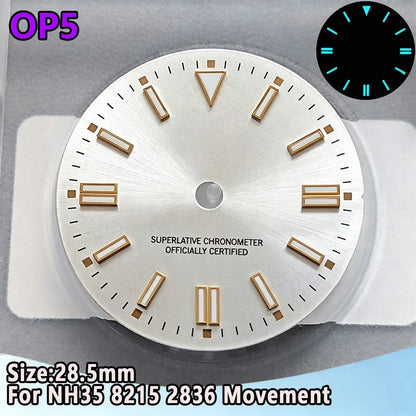 28.5mm NH35 Watch Dial Luminous Dials Single Calendar Dial Suitable For NH35 Movement Can Support DIY Dial Customization Logo