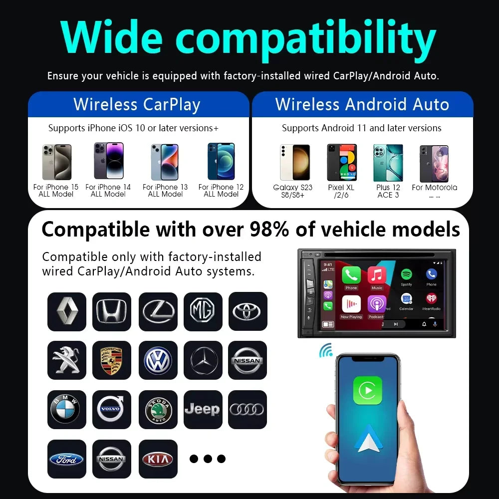 CarRocket 4in1   Carplay Adapter Wired To Wireless Android Auto Mirror Link Smart MiNi Ai Box USB Plug and Play Bluetooth WiFi