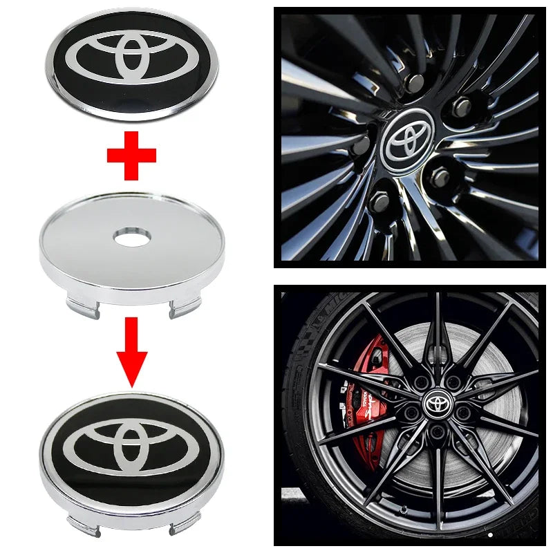 4Pcs 60mm For Car emblem Wheel hub Center Cap Badge covers sticker Decals Styling For Toyota Corolla RAV4 LEVIN Yaris C-HR Camry