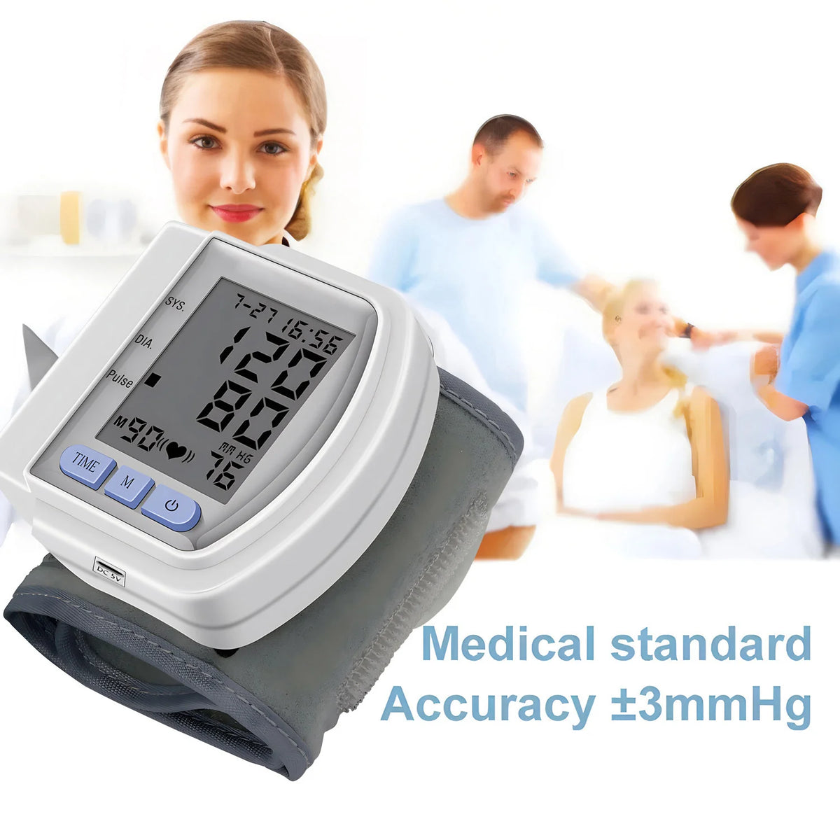 Medical Wrist Blood Pressure Monitor Bp Monitor Large LCD Display Blood Pressure Machine Adjustable Wrist Cuff Sphygmomanometer