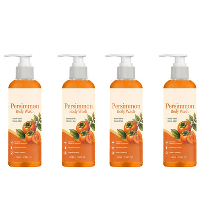 Persimmon Soap Bar and Persimmon Body Wash for Body Odor Control Natural Fruity Aroma Shower Cleanse Gel Bath Soap for Women&Men