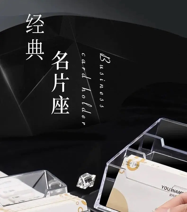 Business Card Stand Creative Transparent Acrylic Card Storage Box Business Large Capacity Card Box