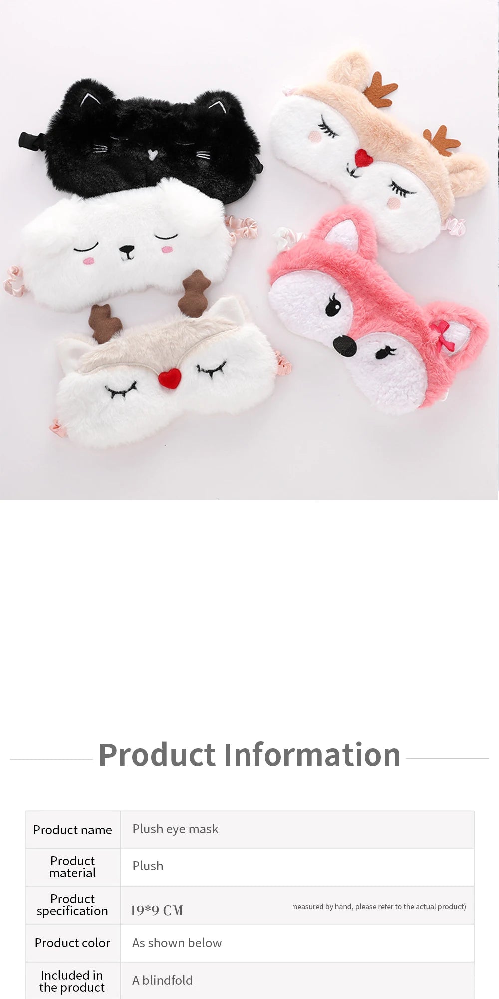 Cute Sleep Mask Eye Sort Bandage Plush Blindfold Cover Sleeping Dream For Girl Women Night Animal Eyepatch Nap Relax Health Care