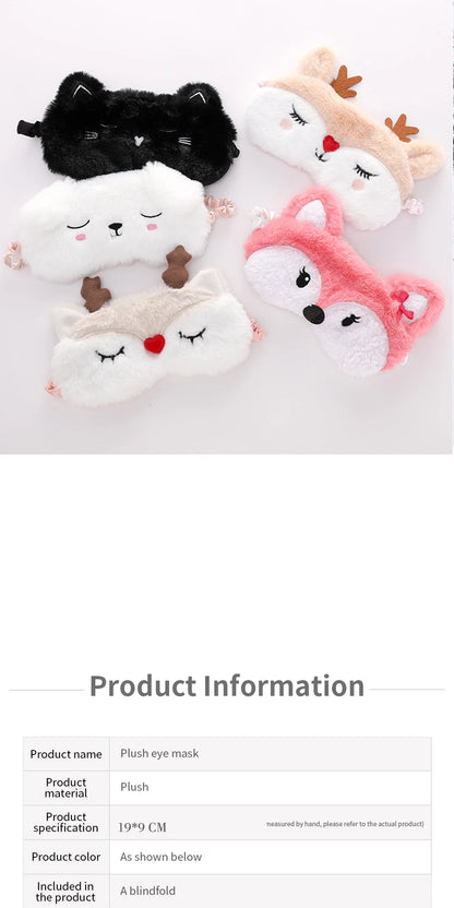 Cute Sleep Mask Eye Sort Bandage Plush Blindfold Cover Sleeping Dream For Girl Women Night Animal Eyepatch Nap Relax Health Care