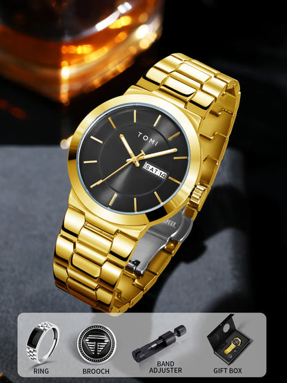 TOMI Luxury Business Men's Watch Gift Box Set Lapel Box Trendy Simple Multi-functional Quartz Watch Men's Watch Christmas