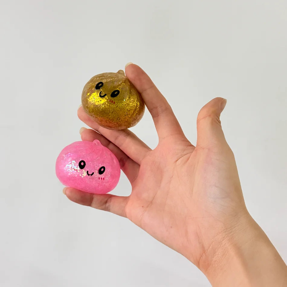 New 1-24pcs Glitter Dumpling Glitter Dumpling Squishy with Box Dumplings Sensory Squeeze Toy for Stress Relief