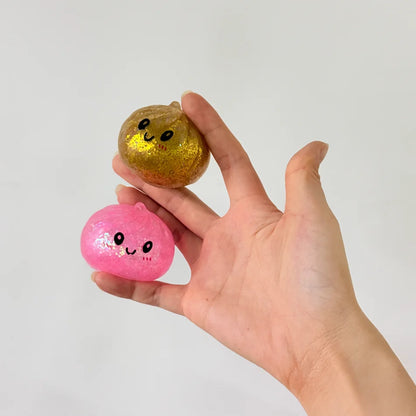 New 1-24pcs Glitter Dumpling Glitter Dumpling Squishy with Box Dumplings Sensory Squeeze Toy for Stress Relief