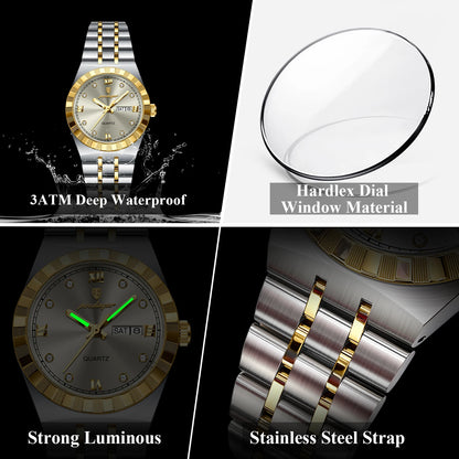 POEDAGAR Elegant Casual Ladies Watch Luminous Waterproof Week Date Fashion Woman Wristwatch Stainless Steel Women Quartz Watches