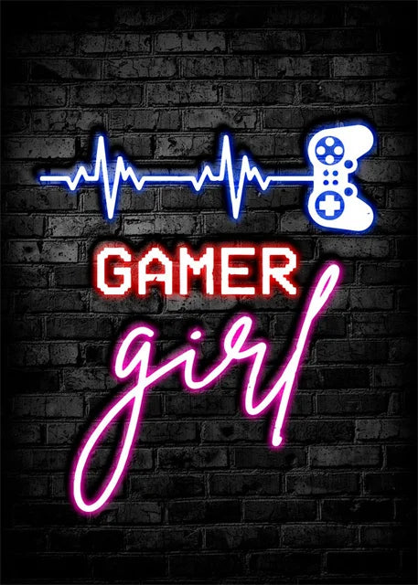 Gaming Neon Eat Sleep Game Repeat  Canvas Posters Gamer Room Decor Canvas Print Art for Home Esports Bedroom Decor Gift Painting