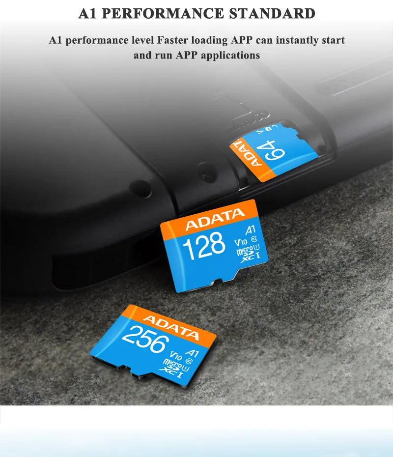 ADATA Micro SD Card 32GB 64GB 128GB 256GB A1 Memory Card C10 UHS-I High Speed Memory Card micro SDXC card with adapter for Phone