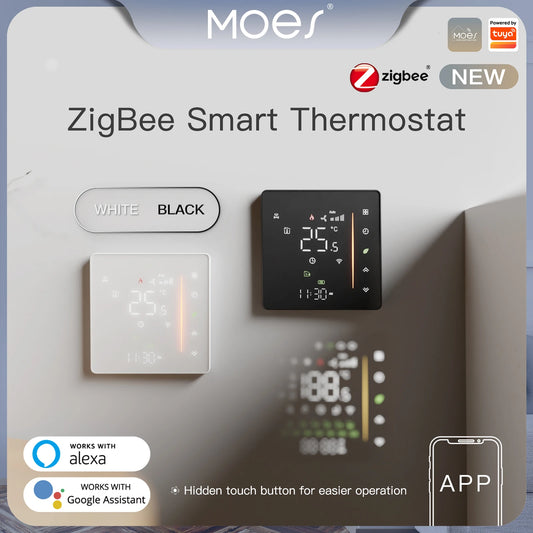 Moes Tuya Zigbee Thermostat Room Temperature Controller of Water/Electric Floor Heating Gas Boiler Humidity Support Alex 5A/16A