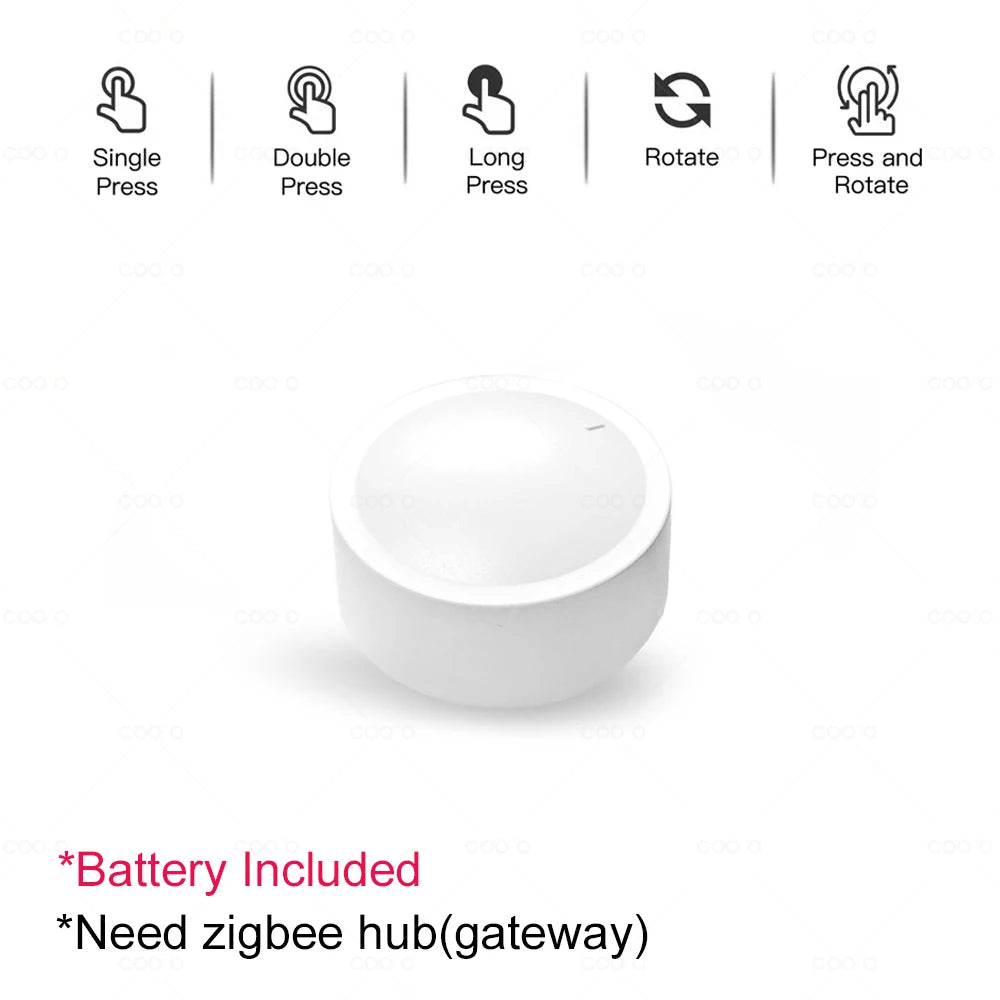 Tuya ZigBee Smart Knob Switch Wireless Scene Button Rotatable Dimmer Switch Home Appliances Automation Scenario Linkage Remoter