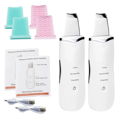 Ultrasonic Skin Scrubber Ance Pore Cleaner Peeling Blackhead Remover Deep Face Cleaning Ultrasonic Ion Facial Shovel Cleanser