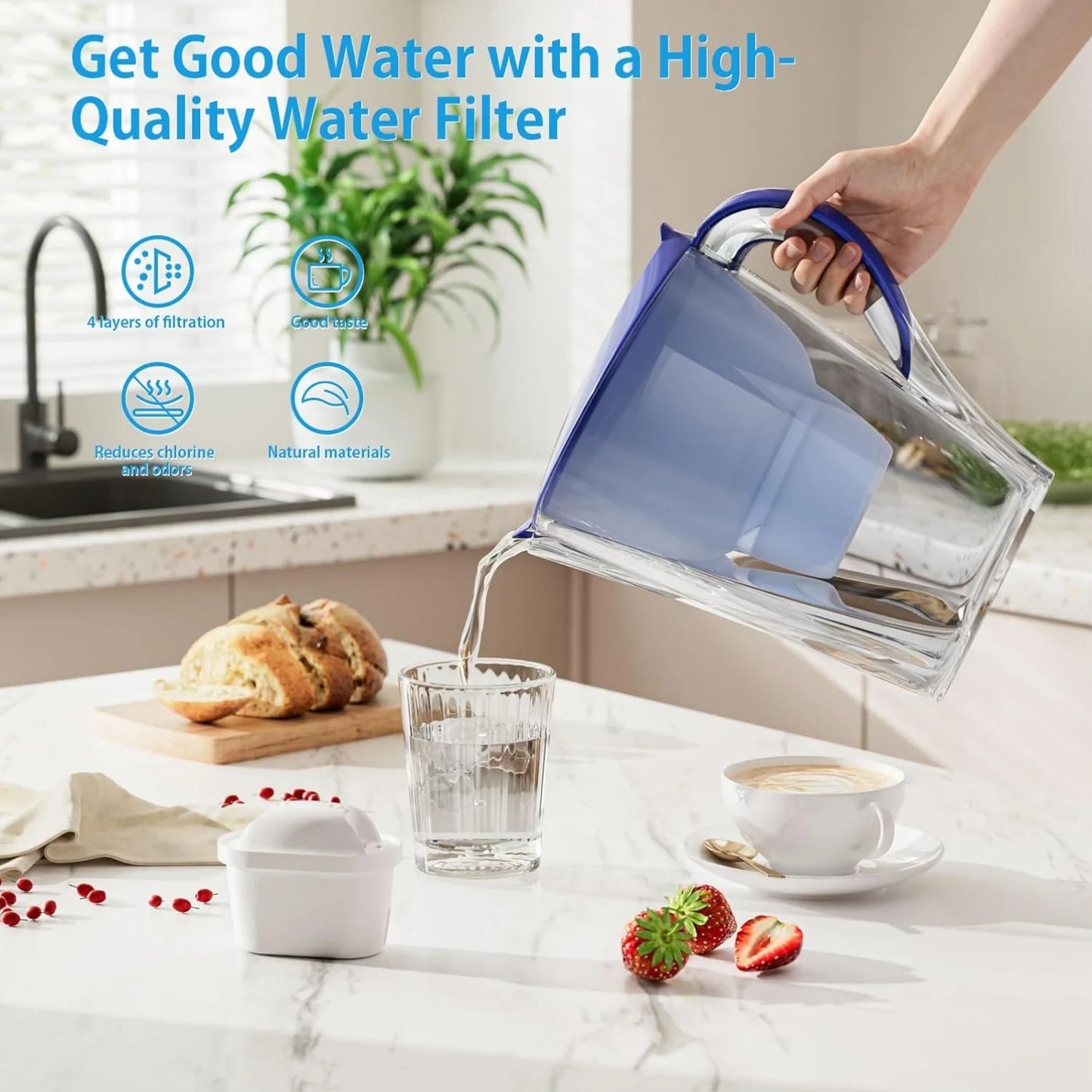 Water Filter Cartridges Compatible with Brita Marella Kanne Brita Kettle, Water Filter Replacement for Brita Maxtra+ Plus Maxtra