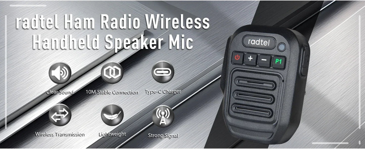 Two Way Radio Wireless Bluetooth Speaker Mic, Handheld Shoulder Microphone for Baofeng  Quansheng UV-K5 Radtel RT-470X RT-900