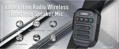 Two Way Radio Wireless Bluetooth Speaker Mic, Handheld Shoulder Microphone for Baofeng  Quansheng UV-K5 Radtel RT-470X RT-900
