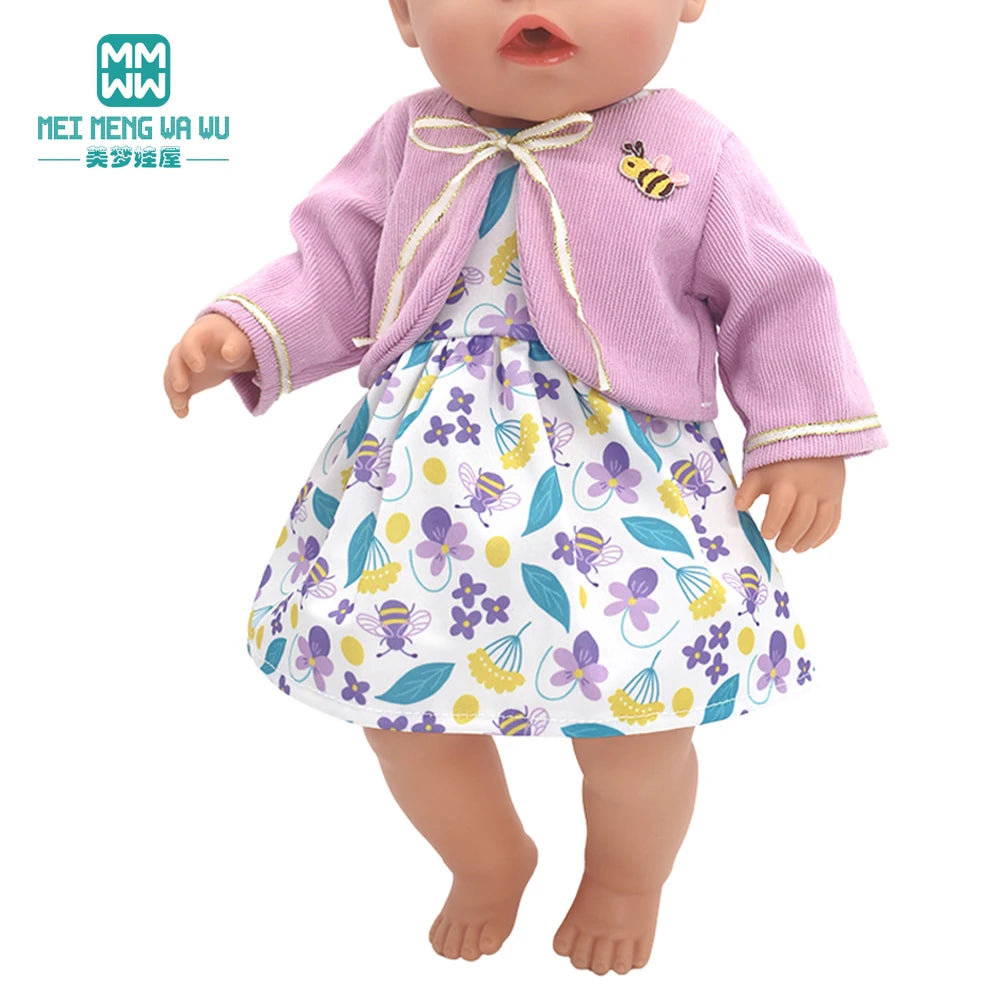 Fits 17-18inch American Doll and New Born Doll Clothes Fashion Dresses, Hooded Jumpsuit, Cardigan Strap Skirts Toys Gifts