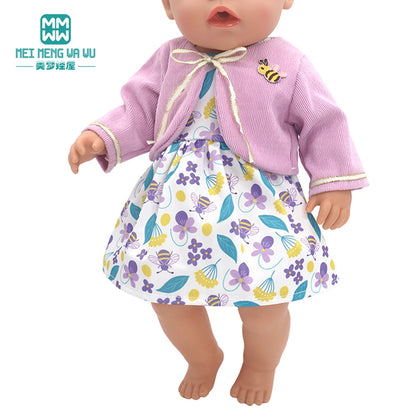 Fits 17-18inch American Doll and New Born Doll Clothes Fashion Dresses, Hooded Jumpsuit, Cardigan Strap Skirts Toys Gifts