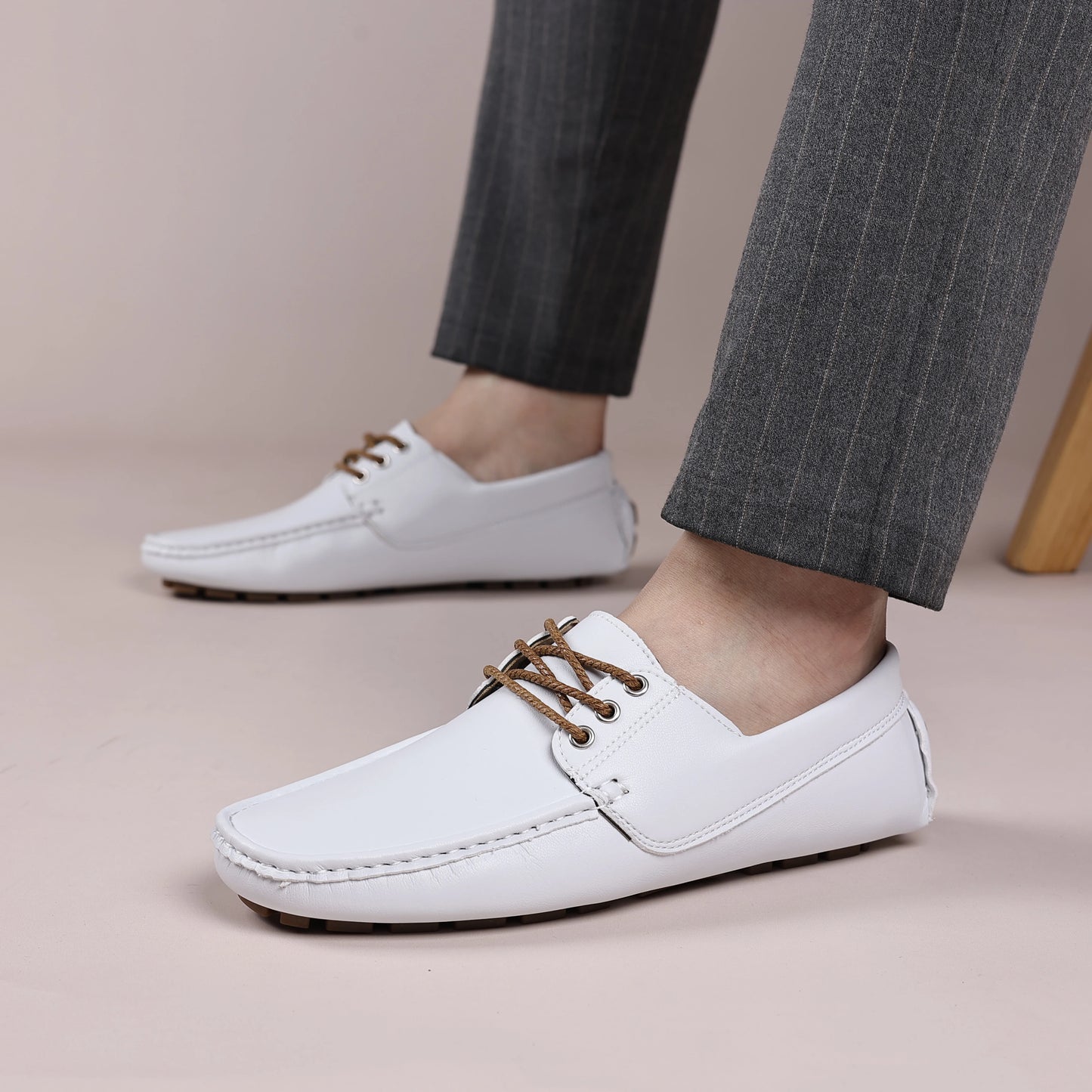Men's Sleek Casual Lace-Up Loafers, Men's Slip-On Style Walking Footwear, Men's Non Slip Outdoor Wear-Resistant Driving Shoes