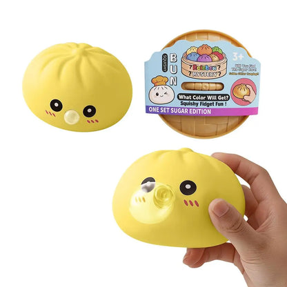 Rainbow Dumpling Squishes Stress Ball Reusable Low Rebound Decompression Toy Soft Dough Ball for Adults & Kids