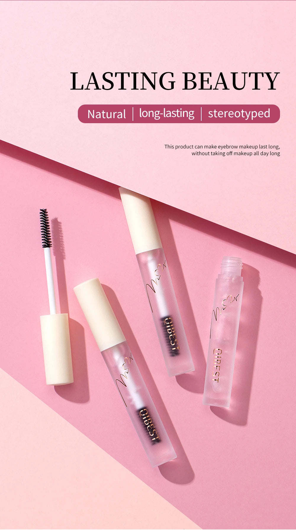 QIBEST Transparent Eyebrow Gel Long Lasting Shape Natural Three Dimensional Moisturizing Eyebrow Styling Gel Makeup Brow Soap