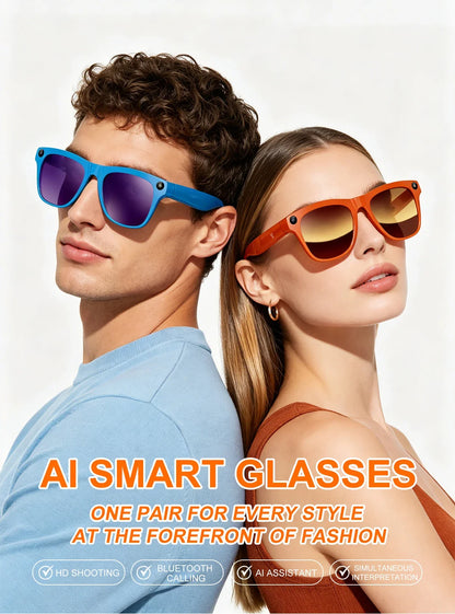Lenovo AI Smart Shooting Glasses 800W HD Camera Wireless Bluetooth Calling Translation For Men Women Sunglasses With 3 Lenses