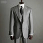 Elegant Men's Wedding Suit Brown Striped Formal Office Wedding Groom 3-Piece Blazer Vest Pants Set for Business Office