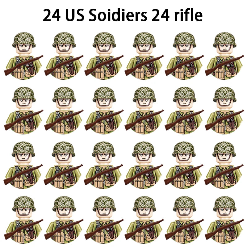 WWII Infantry Military Soldier War National Army Mini Gun armament Models Building Blocks Building Blocks Toys for Kids