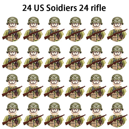 WWII Infantry Military Soldier War National Army Mini Gun armament Models Building Blocks Building Blocks Toys for Kids